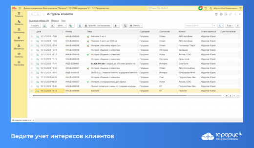Ведите учет интересов клиентов Ведите учет интересов клиентов