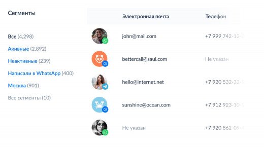 База контактов